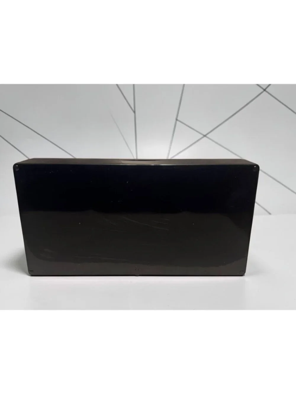 Vintage Black Faux Lacquer/Plastic Tri-Folding Mirror Jewelry or Trinket Box